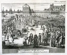 Burning of heretics sentenced by the Inquisition, 1759. Artist: Anon