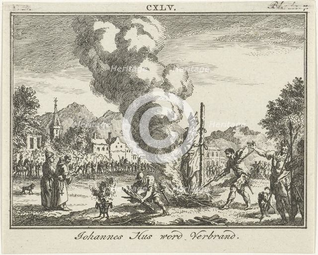 Burning of Jan Hus at the stake, Mid of the 18th century. Artist: Fokke, Simon (1712-1784)