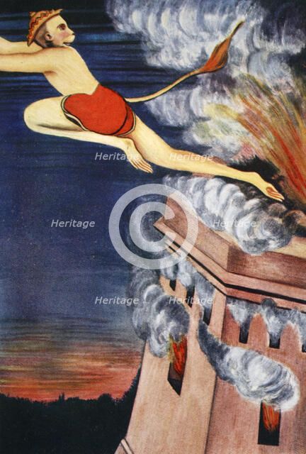 Burning of Lanka, 1913.  Artist: K Venkatappa