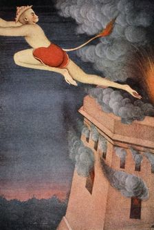 Burning of Lanka, 1913. Creator: K Venkatappa