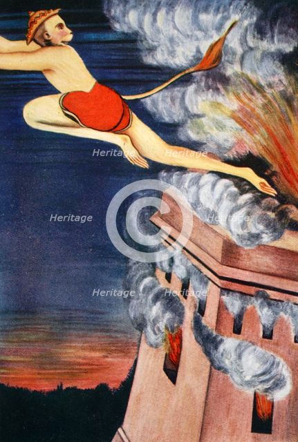 Burning of Lanka, 1913.  Creator: K Venkatappa.