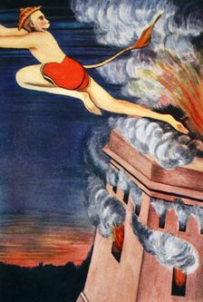 Burning of Lanka, 1913. Creator: K Venkatappa
