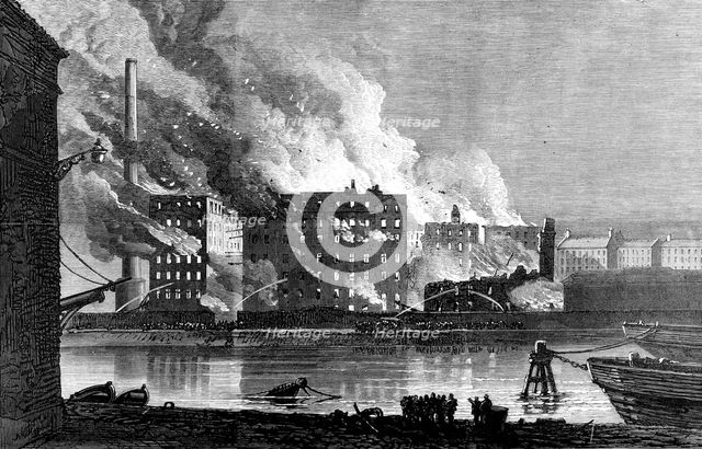 Burning of Messrs. A. and P. Tod's flour mills, Leith, 1874. Creator: Unknown.