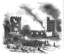 Burning of Naworth Castle - from a drawing made on the spot, 1844. Creator: Unknown