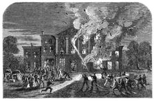 Burning of Pengwern Hall, near St. Asaph, the seat of Lord Mostyn, 1864. Creator: Unknown