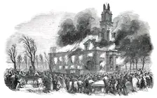 Burning of St. Anne's Church, Limehouse, on Good Friday Morning, 1850. Creator: Unknown