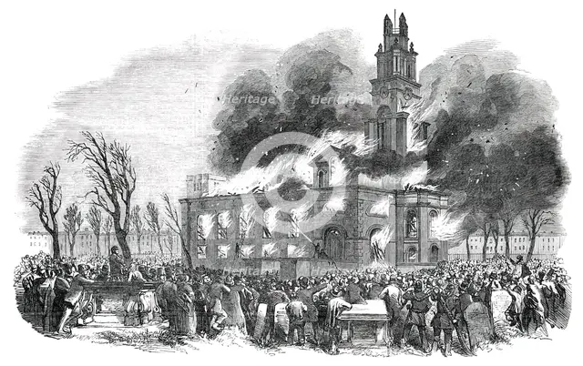 Burning of St. Anne's Church, Limehouse, on Good Friday Morning, 1850. Creator: Unknown.