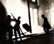Burning shop, Shoreditch High Street, London, the Blitz, World War II, c1940-c1944. Creator: Unknown