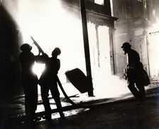Burning shop, Shoreditch High Street, London, the Blitz, World War II, c1940-c1944