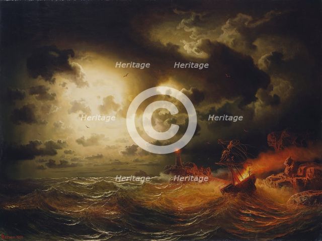 Burning Steamer, 1858. Creator: Markus Larsson.