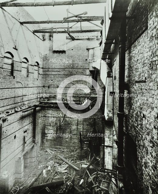 Burnt-out interior of the Drury Lane Theatre, Covent Garden, London, 1908. Artist: Unknown.
