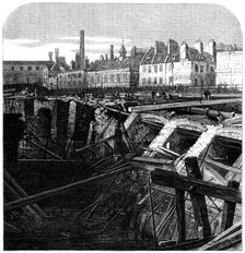 Bursting of the Fleet Ditch and destruction of part of the Metropolitan Railway..., 1862. Creator: Unknown