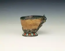 Burwood cup with silver mounts, late 18th-early 19th century. Creator: Unknown