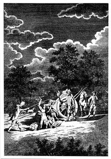 Burying victims of the Plague of London at night in multiple graves, 1665
