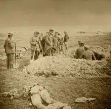 Burying bodies, Sainte-Marie-à-Py, northern France, c1914-c1918