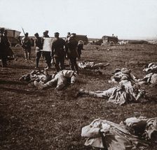 Burying bodies, Sainte-Marie-à-Py, northern France, c1914-c1918