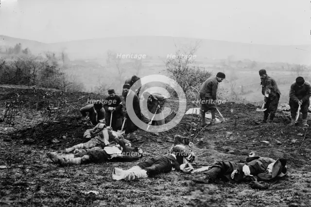 Burying dead at Tchataldja #3, between c1910 and c1915. Creator: Bain News Service.