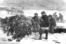 Burying French soldiers outside the village of Chevilly, 1871. Creator: Unknown