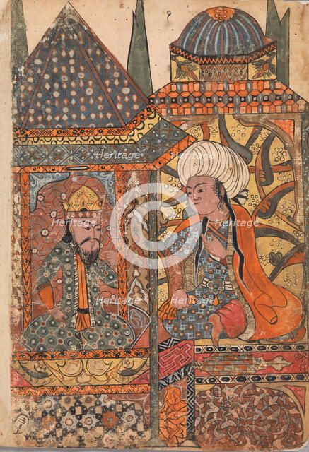 Burzuyeh is Summoned by Nushirvan on his Return from India, Folio from a Kalila..., 18th century. Creator: Unknown.