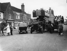 Bus on a street in Amersham, Buckinghamshire