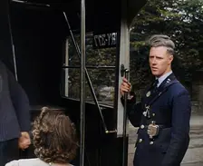 Bus conductor, 1940. Creator: British Pathe Ltd