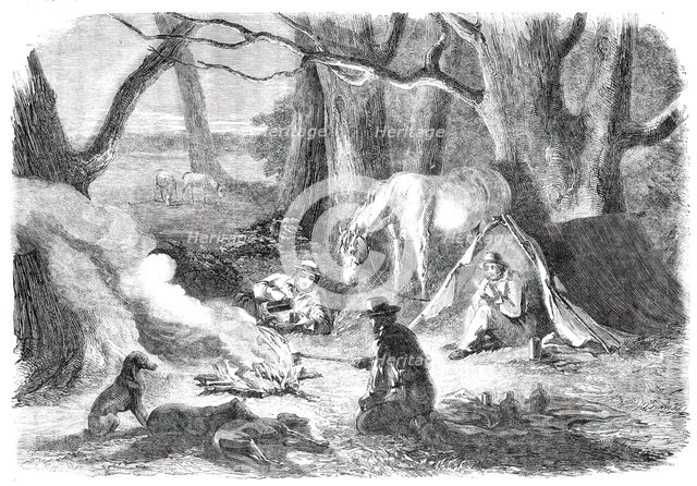 Bushing It - Camped for the Night, 1850. Creator: Unknown.