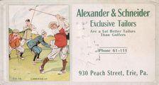 Business card for Alexander and Schneider Tailors, c1900