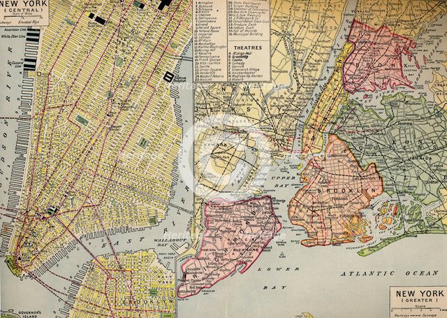 'Business Centre of New York at the Seaward End of Manhattan and environs', c1930s. Artist: Unknown.