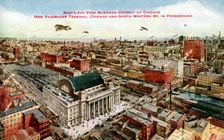 Business district and terminal of Chicago and North Western Railway, Chicago, Illinois, USA, 1915