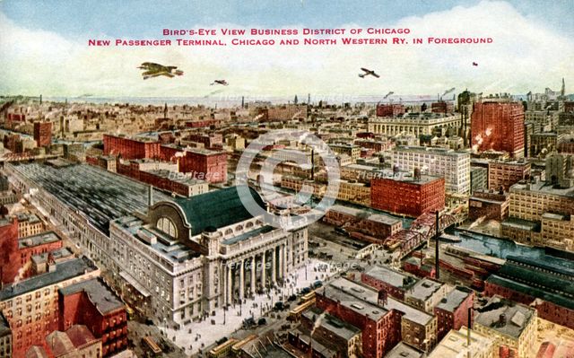 Business district and terminal of Chicago and North Western Railway, Chicago, Illinois, USA, 1915. Artist: Unknown