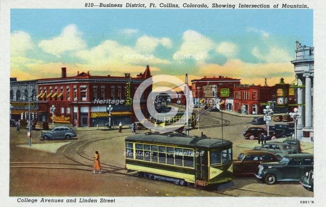 Business district, Fort Collins, Colorado, USA, 1940. Artist: Unknown