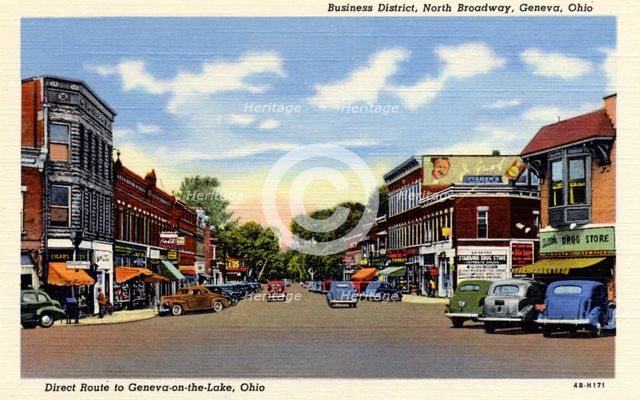 Business district, North Broadway, Geneva, Ohio, USA, 1944. Artist: Unknown