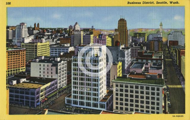 Business district, Seattle, Washington, USA, 1935. Artist: Unknown