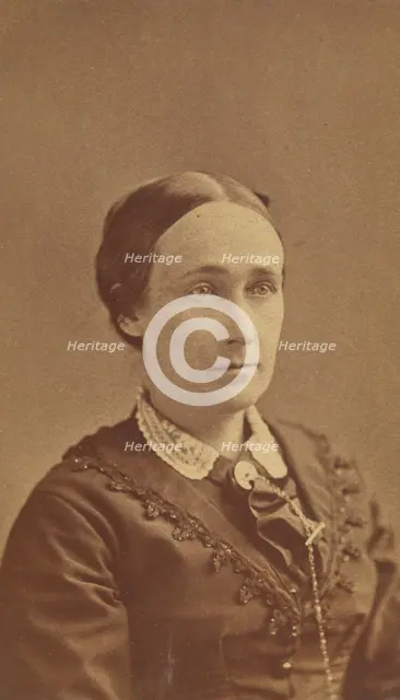 Bust length portrait of an unidentified woman, about 1880. Creator: Hastings & White & Fisher.