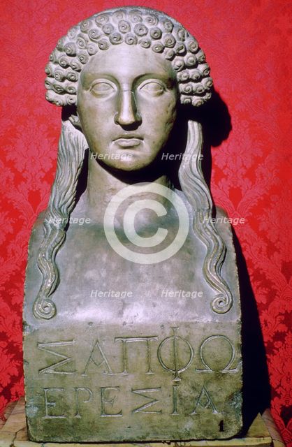 Bust of the Greek poetess Sappho, 6th century BC. Artist: Sappho