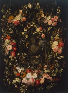 Bust of the Virgin Framed with a Garland of Flowers, 17th century. Creators: Nicolaes van Verendael, Jan van den Hecke the elder