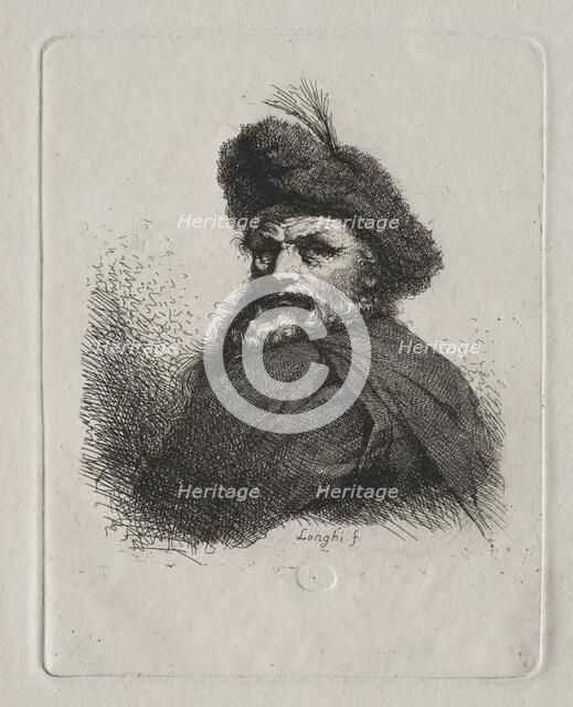 Bust of a Man with a Fur Cap. Creator: Giuseppe Longhi (Italian, 1766-1831).