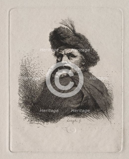 Bust of a Man with a Fur Cap. Creator: Giuseppe Longhi (Italian, 1766-1831).