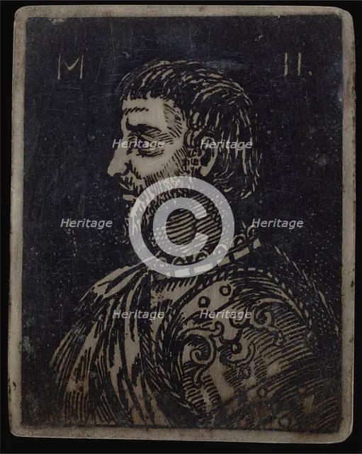 Bust of a Bearded Man with Ornate Breastplate Facing Left. Creator: Unknown.