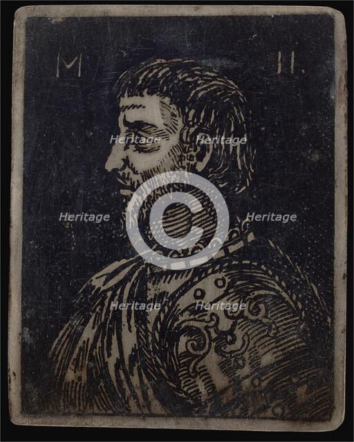 Bust of a Bearded Man with Ornate Breastplate Facing Left. Creator: Unknown.