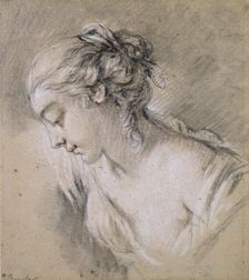 Bust of a Girl in profile to left, mid 18th century. Artist: Francois Boucher