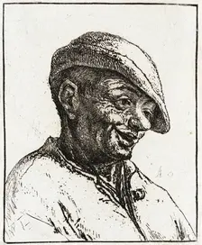 Bust of a Laughing Peasant, 1672. Creator: Adriaen van Ostade