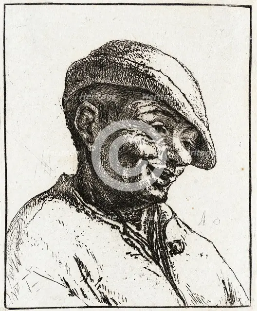 Bust of a Laughing Peasant, 1672. Creator: Adriaen van Ostade.