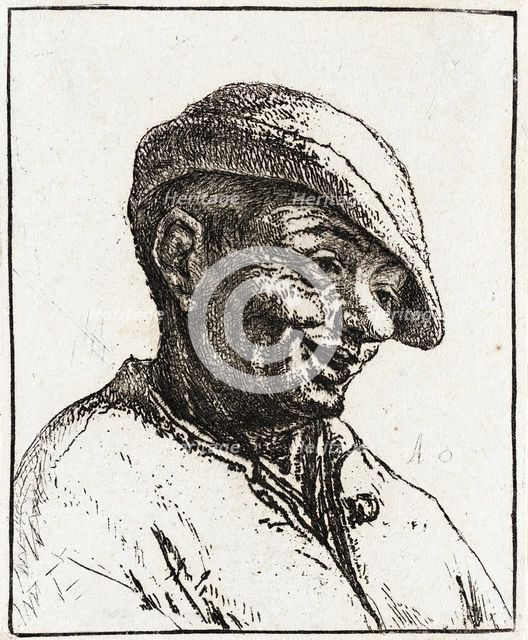 Bust of a Laughing Peasant, 1672. Creator: Adriaen van Ostade.