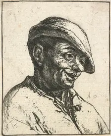 Bust of a laughing peasant, 1672. Creator: Adriaen van Ostade