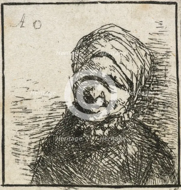 Bust of a peasant, c.1650-52. Creator: Adriaen van Ostade.