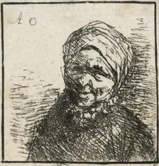 Bust of a peasant, c.1650-52. Creator: Adriaen van Ostade