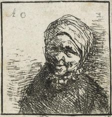 Bust of a peasant, c.1650-52. Creator: Adriaen van Ostade