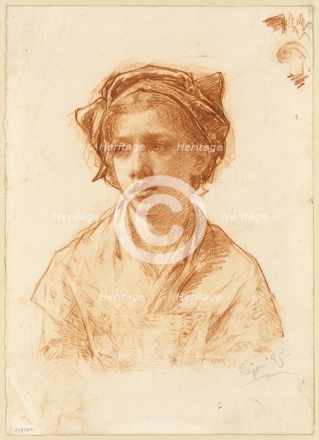 Bust of a Peasant Girl, 1885. Creator: Paul Adolphe Rajon.