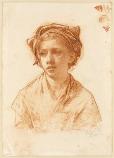 Bust of a Peasant Girl, 1885. Creator: Paul Adolphe Rajon